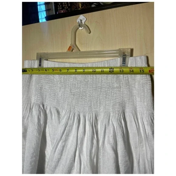 Coldwater Creek Womens White Blue Smocked Waist Cotton Border Print Midi Skirt S - Picture 4 of 5